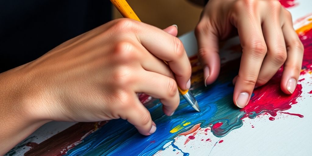Artist painting emotions with vibrant colors.