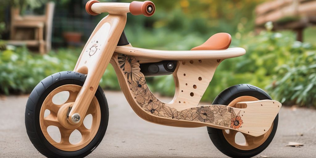 eco-friendly wooden balance bike for kids