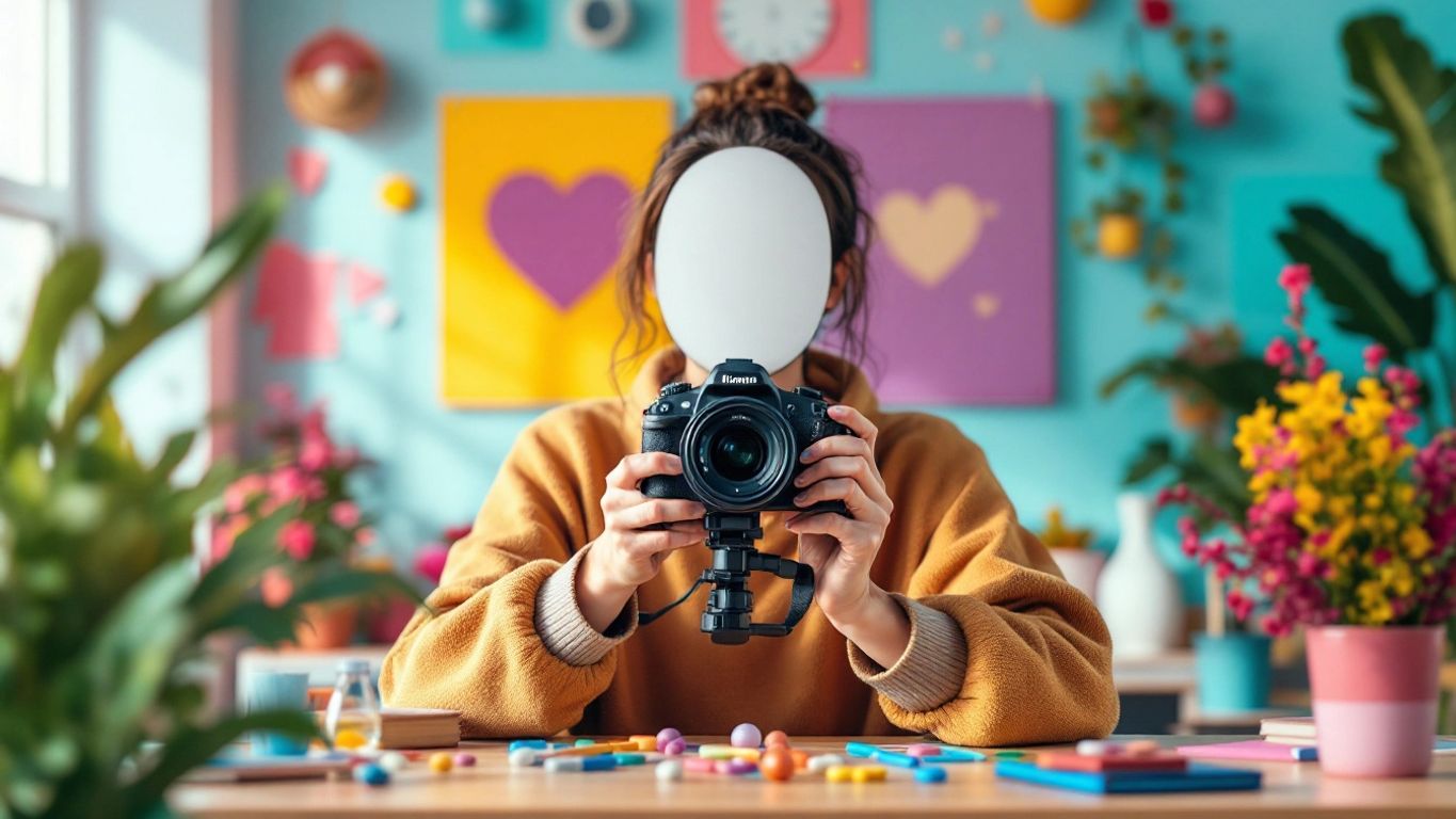 Faceless creator filming engaging video content for Instagram.