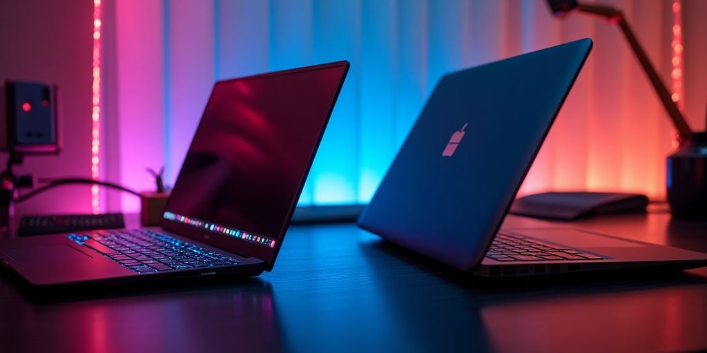 Vergleich zwischen Gaming- und Business-Laptops.