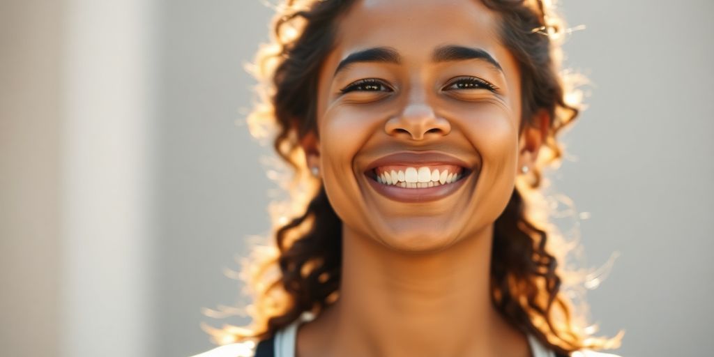 Person feeling energetic, looking vibrant and happy.