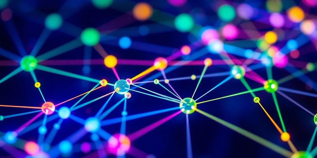 Interconnected blockchain nodes illustrating crypto bridging technology.