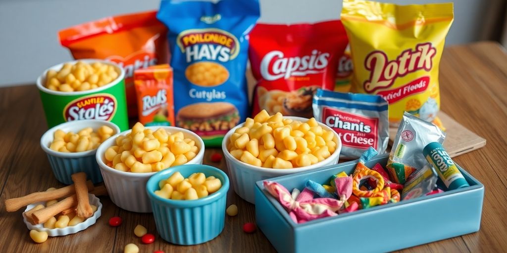 A vibrant arrangement of nostalgic comfort food dishes.