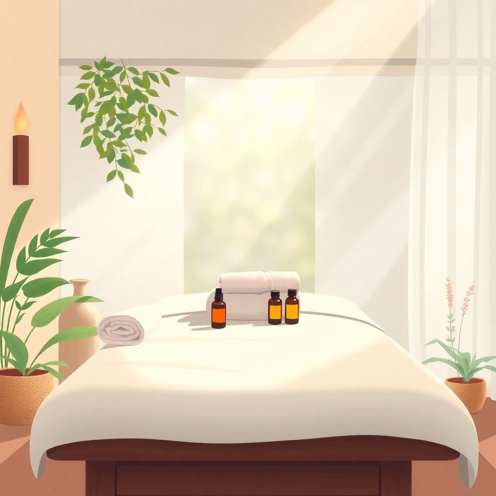 Masaj terapisi sahnesi, huzurlu bir ortam.