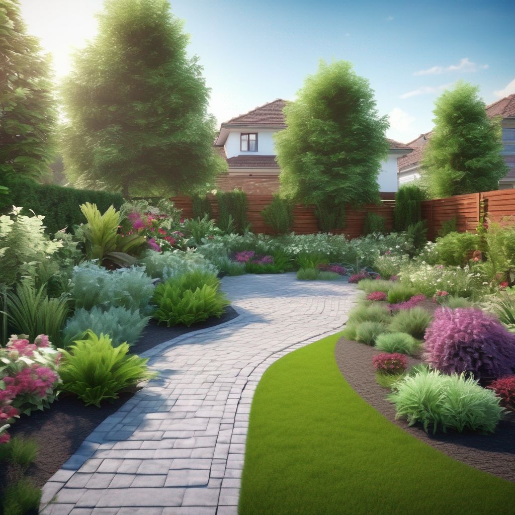 beautiful garden landscape design with irrigation system