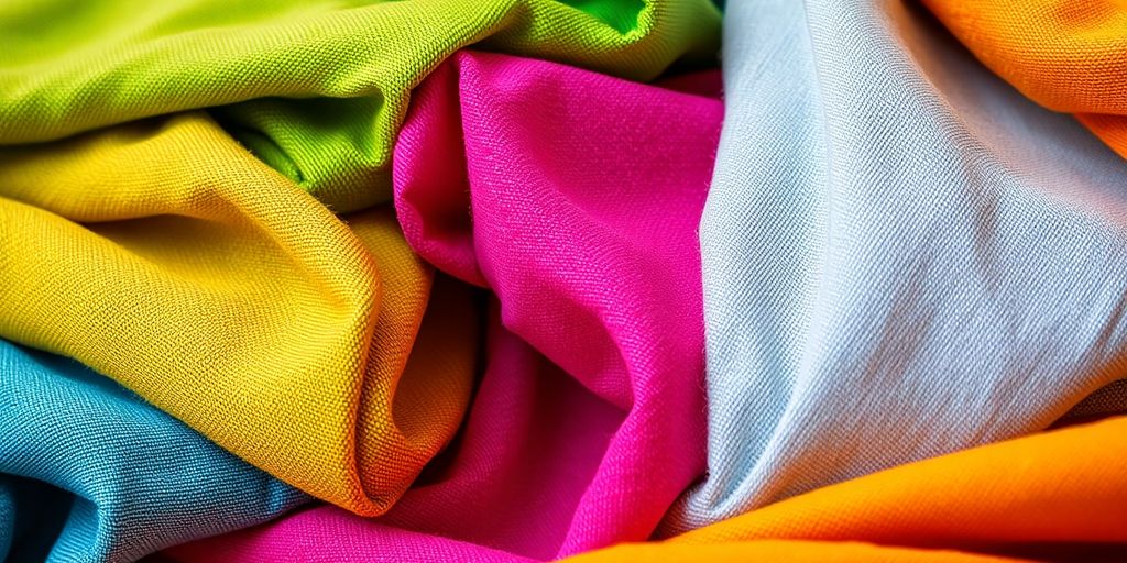 Colorful textile fabrics folded neatly.
