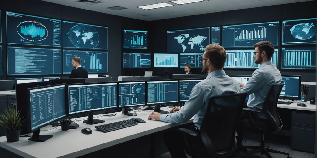 Cybersecurity team in high-tech office