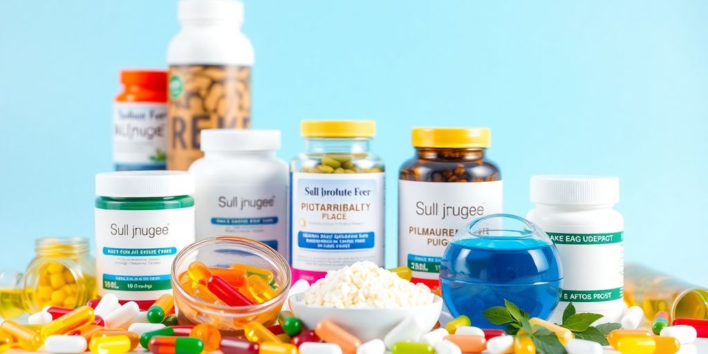Colorful assortment of high-quality dietary supplements.