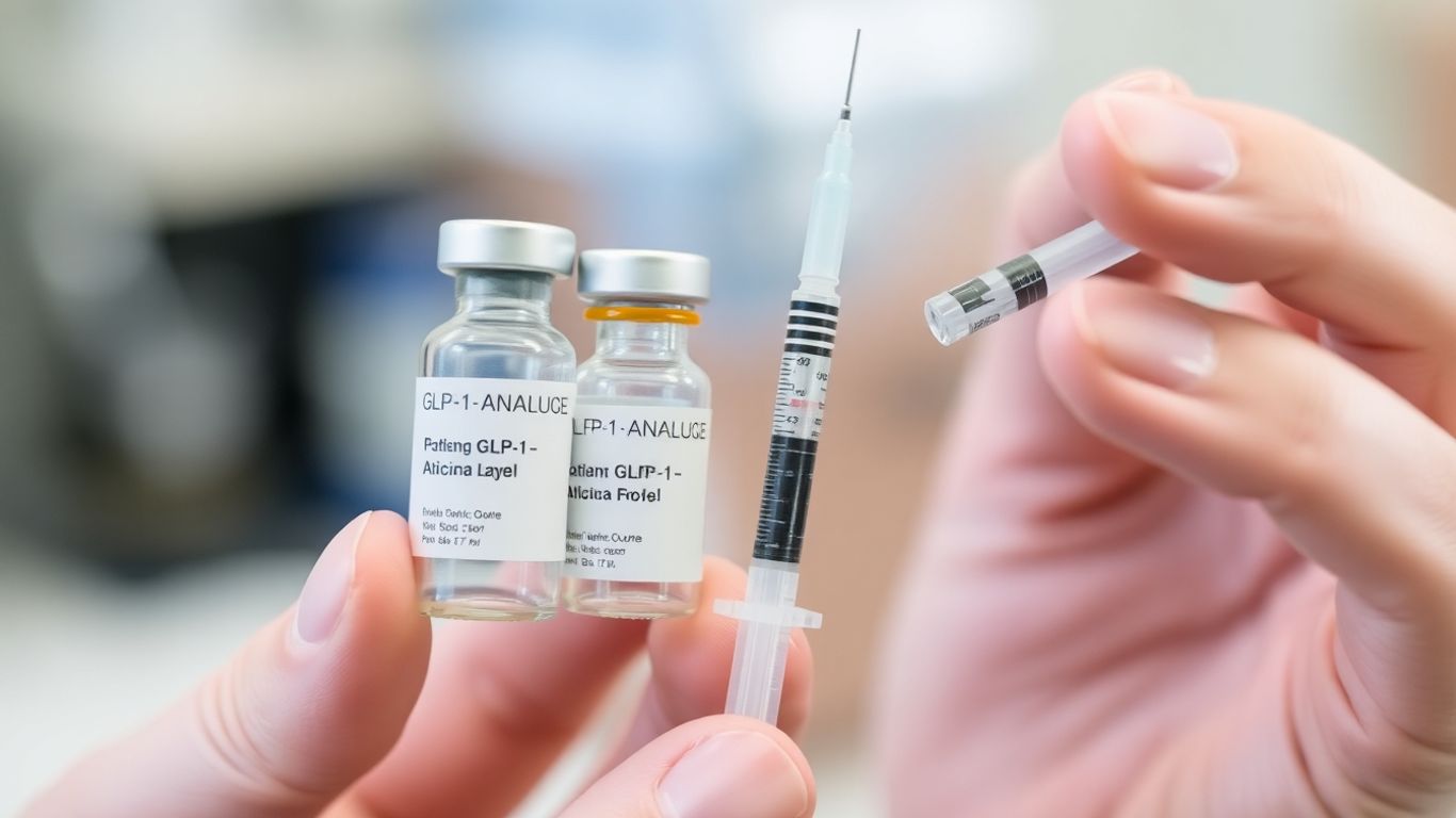 Pessoa com seringa e frasco de medicamento