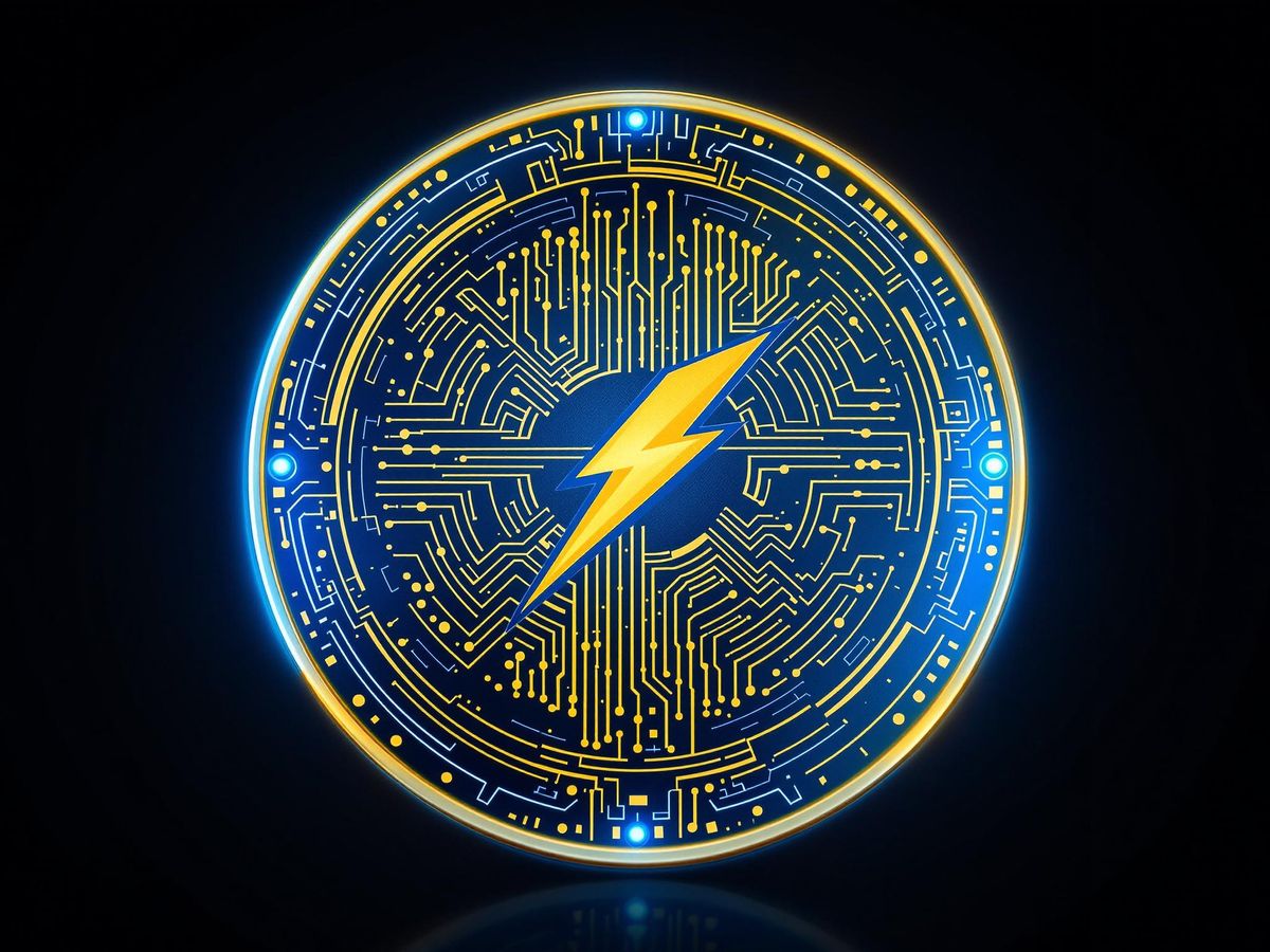 Digital JetBolt coin with blue and gold design.