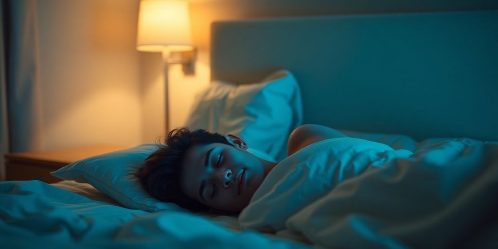 Person sleeping peacefully, no snoring.