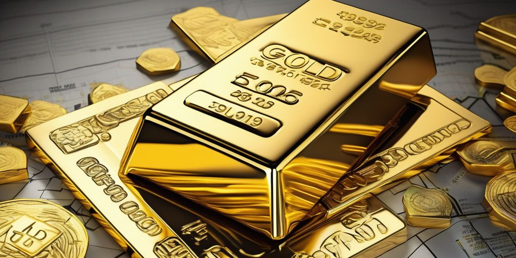gold bars and financial market charts