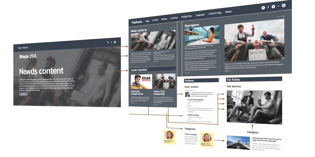 Exemple d’arborescence d’un site média en image.