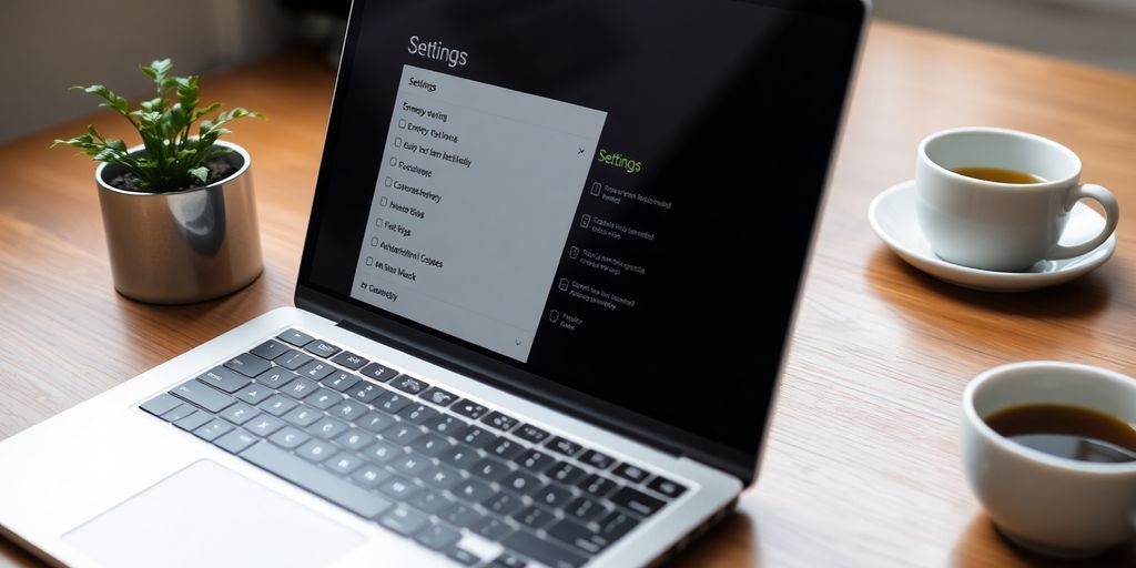 Configurações de energia em um laptop moderno.