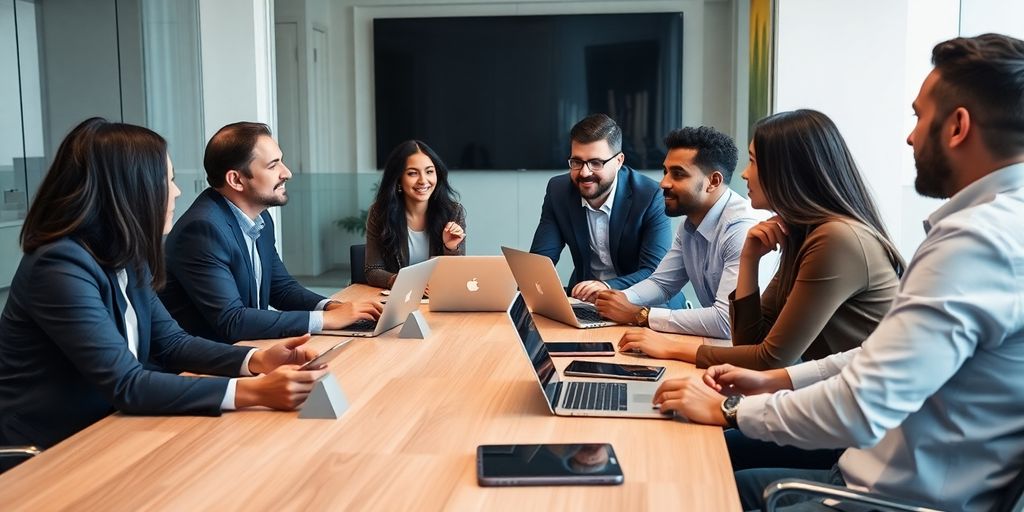 Business professionals discussing alternative payment channels.