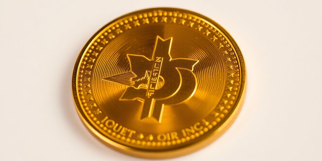 Gros plan d'une pièce d'or brillante aux reflets chauds.