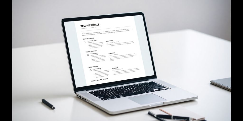Open laptop displaying professional resume template.