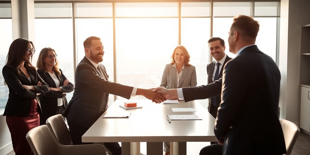 Business owner shaking hands with buyer