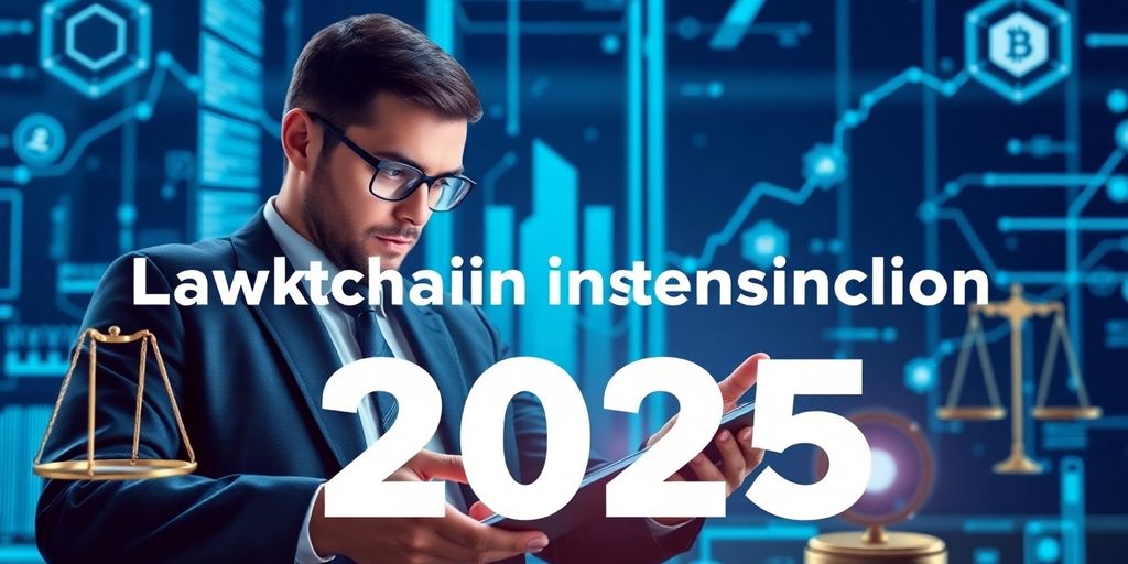 Lawyer examining digital blockchain transactions with advanced technology.