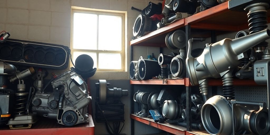 Used Honda car parts in Australian garage