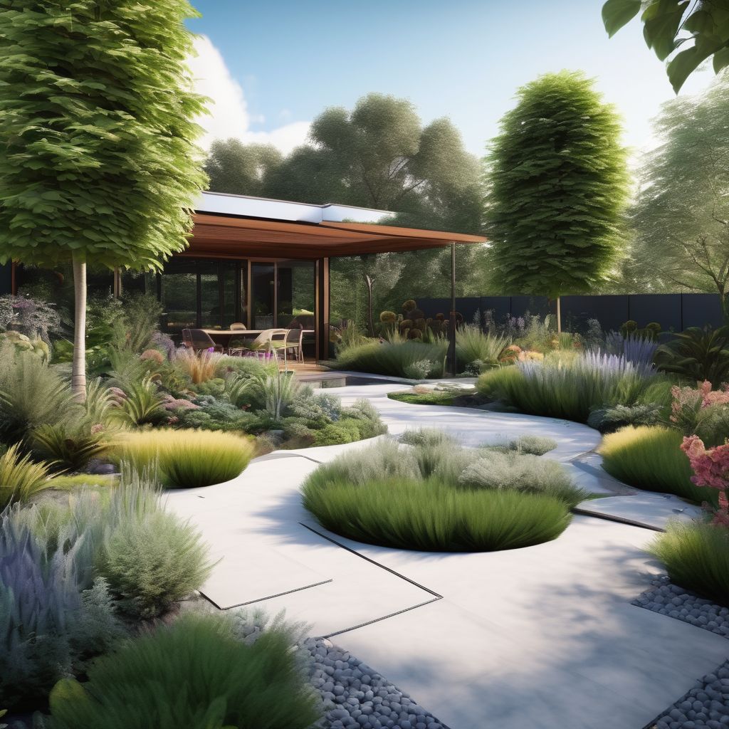modern garden landscape design with wildlife