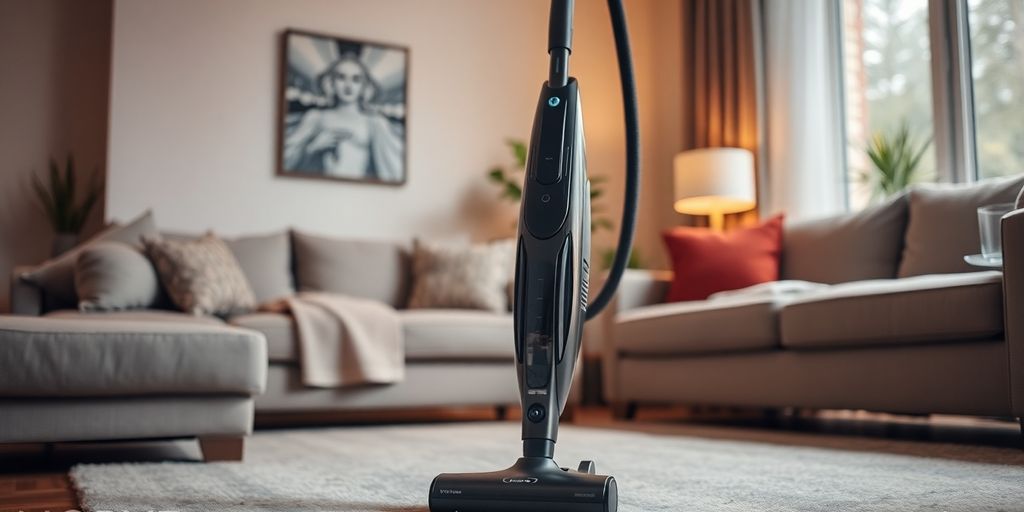 Schneller Staubsauger in einem modernen Wohnzimmer.