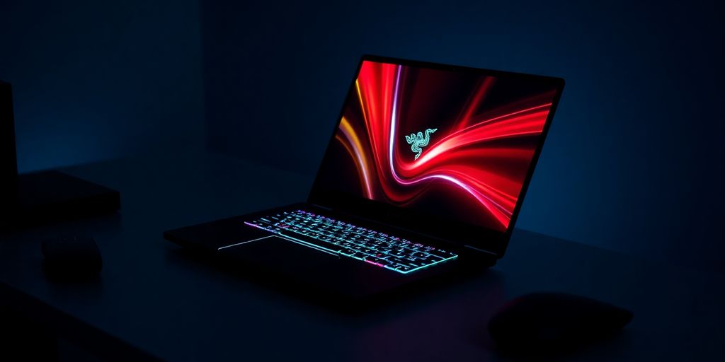 لابتوب رازر بليد 18 للألعاب على مكتبة أنيقة