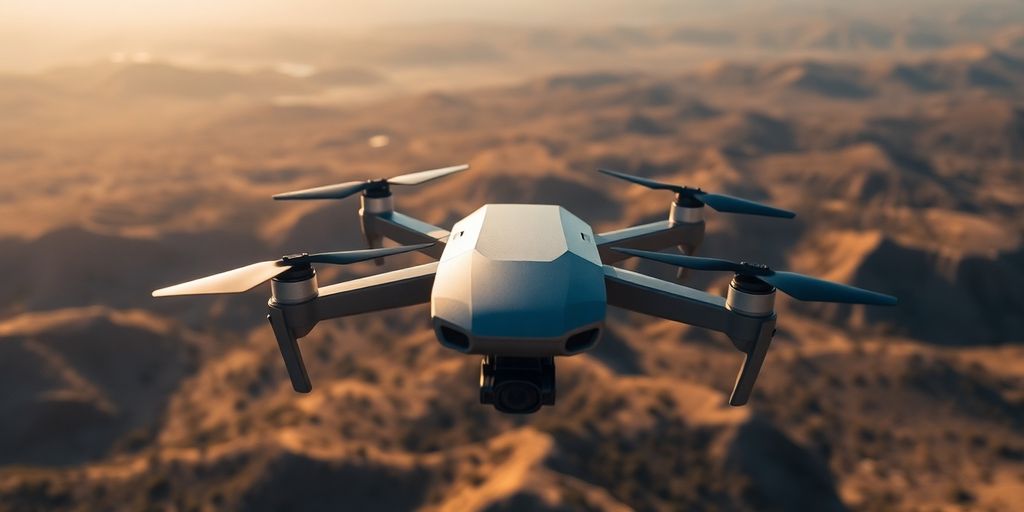 Drone WingtraRAY survolant un paysage