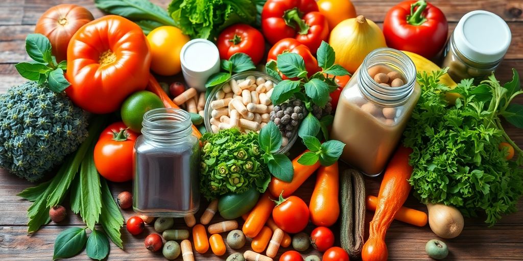 Colorful fruits and herbs for non-GMO weight loss.