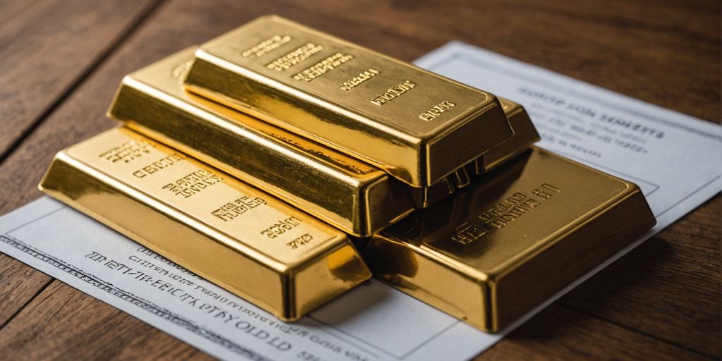 Gold bars with a paper certificate
