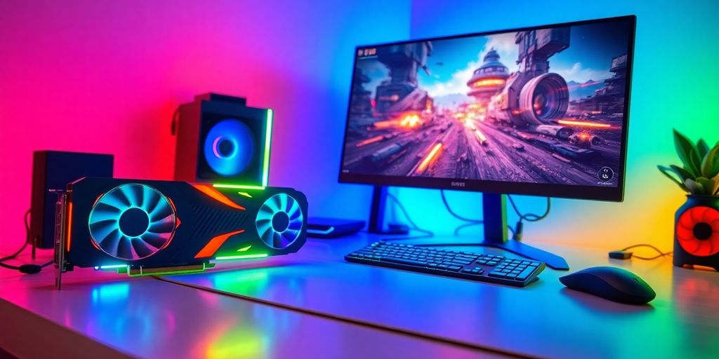 Leistungsstarke Grafikkarte in einer Gaming-PC-Umgebung.