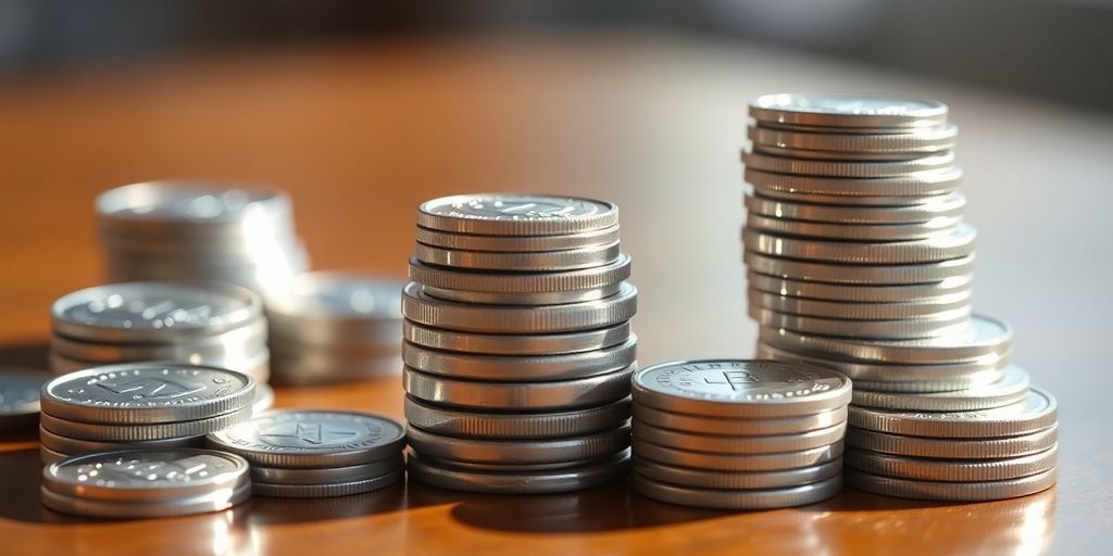 Pièces d'argent sur table