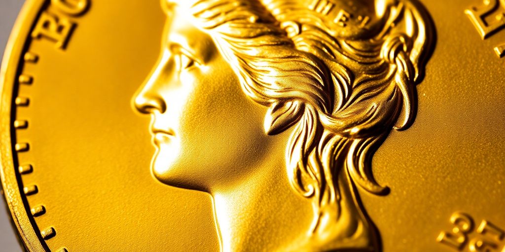 Tête de liberté sur pièce d'or de 20 dollars.