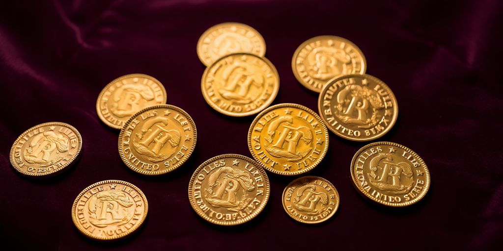 Des pièces en or Napoléon sur un fond velouté.