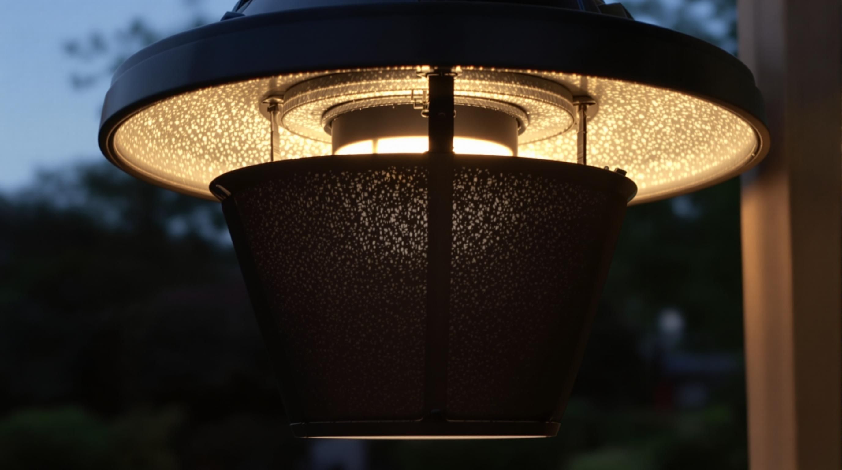 Outdoor light fixture with a black light shield.