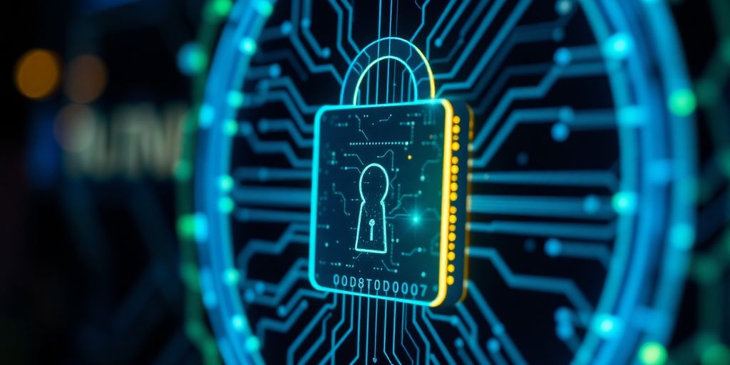Digital lock with circuits representing AI in cybersecurity.