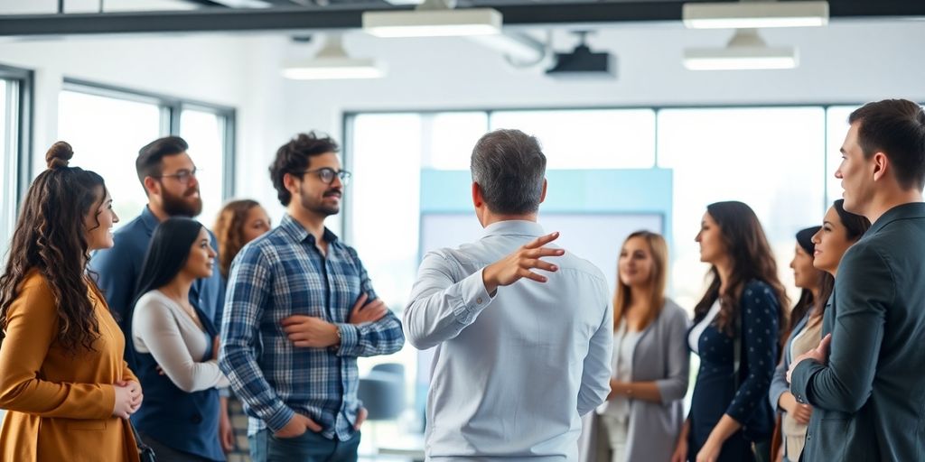 Person presenting data insights to a group