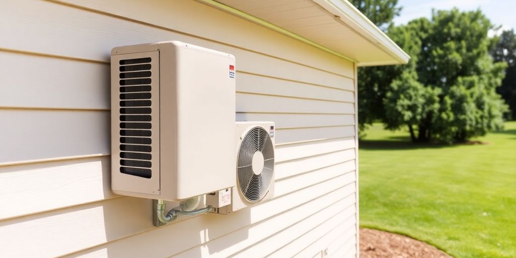 Ductless heat pump on a home's exterior