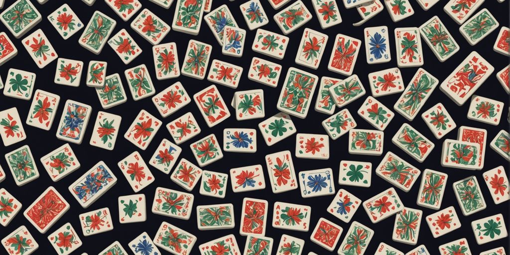 Mahjong tiles and Poker cards in a colorful collage.