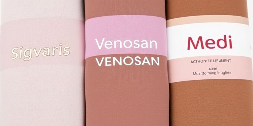 Meias elásticas 7/8 das marcas Sigvaris, Venosan e Medi.