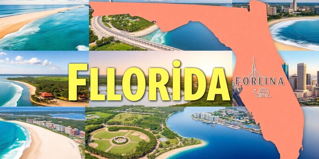 Collage of Florida cities with beaches and parks.