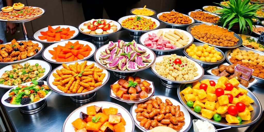 อาหารจัดเลี้ยงหลากหลายเมนูในงานเลี้ยง