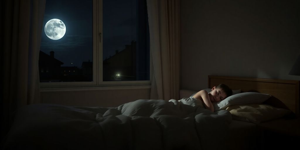 Person sleeping peacefully under a starry night sky.