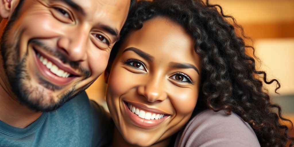 Couple smiling, anticipating next date.