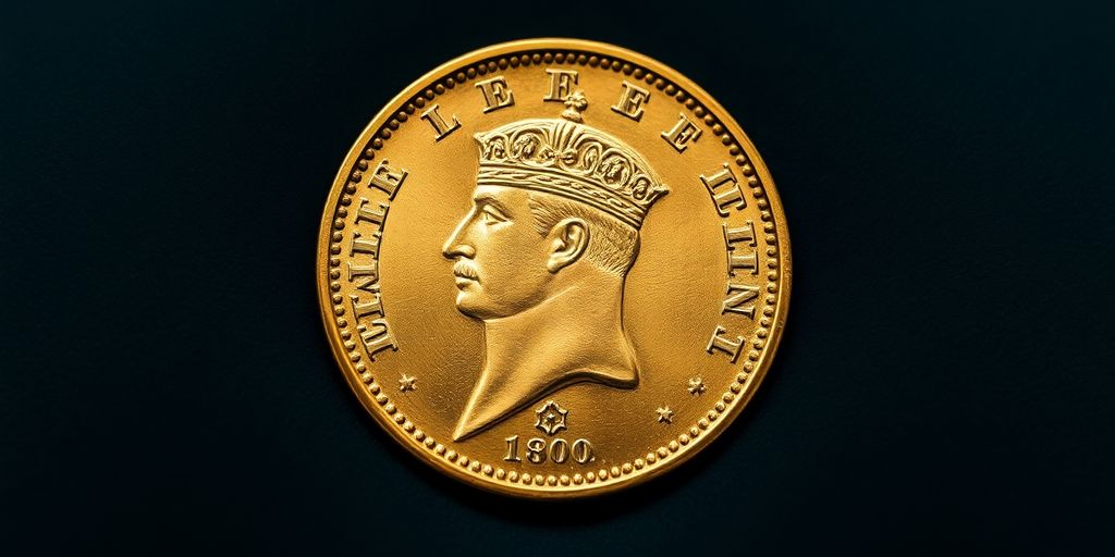 Monnaie en or de Napoléon avec des défauts de frappe.
