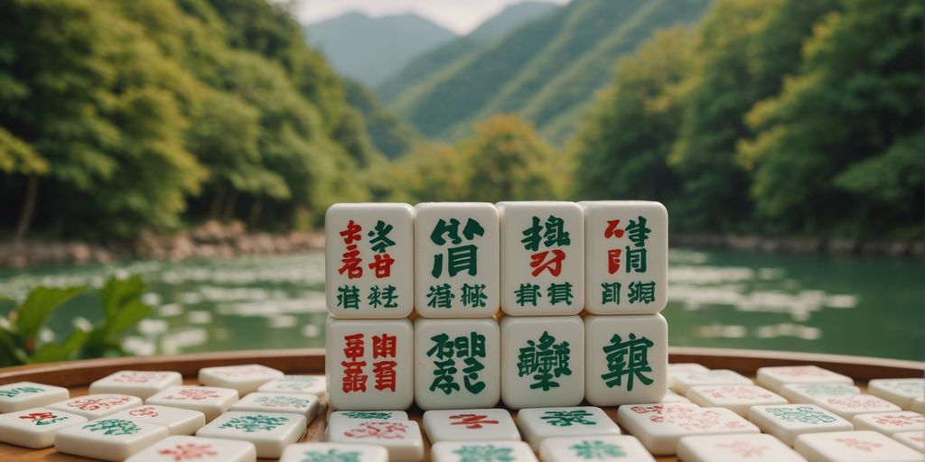 Thumbnail image showing a traditional Mahjong set with season tiles and a nature-inspired background.