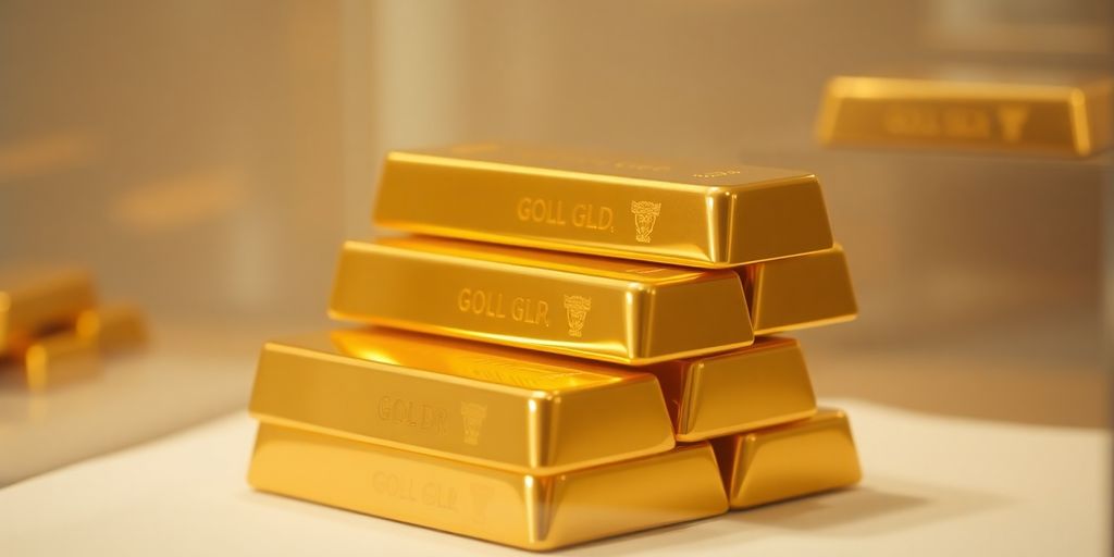 Lingots d'or bien rangés, sécurisés.