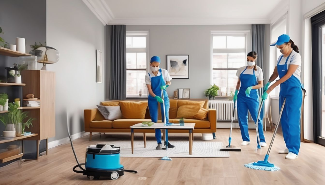 professional cleaners cleaning apartment