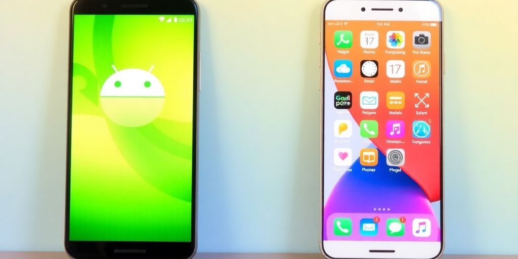 Vergleich von Android und iOS Smartphones.