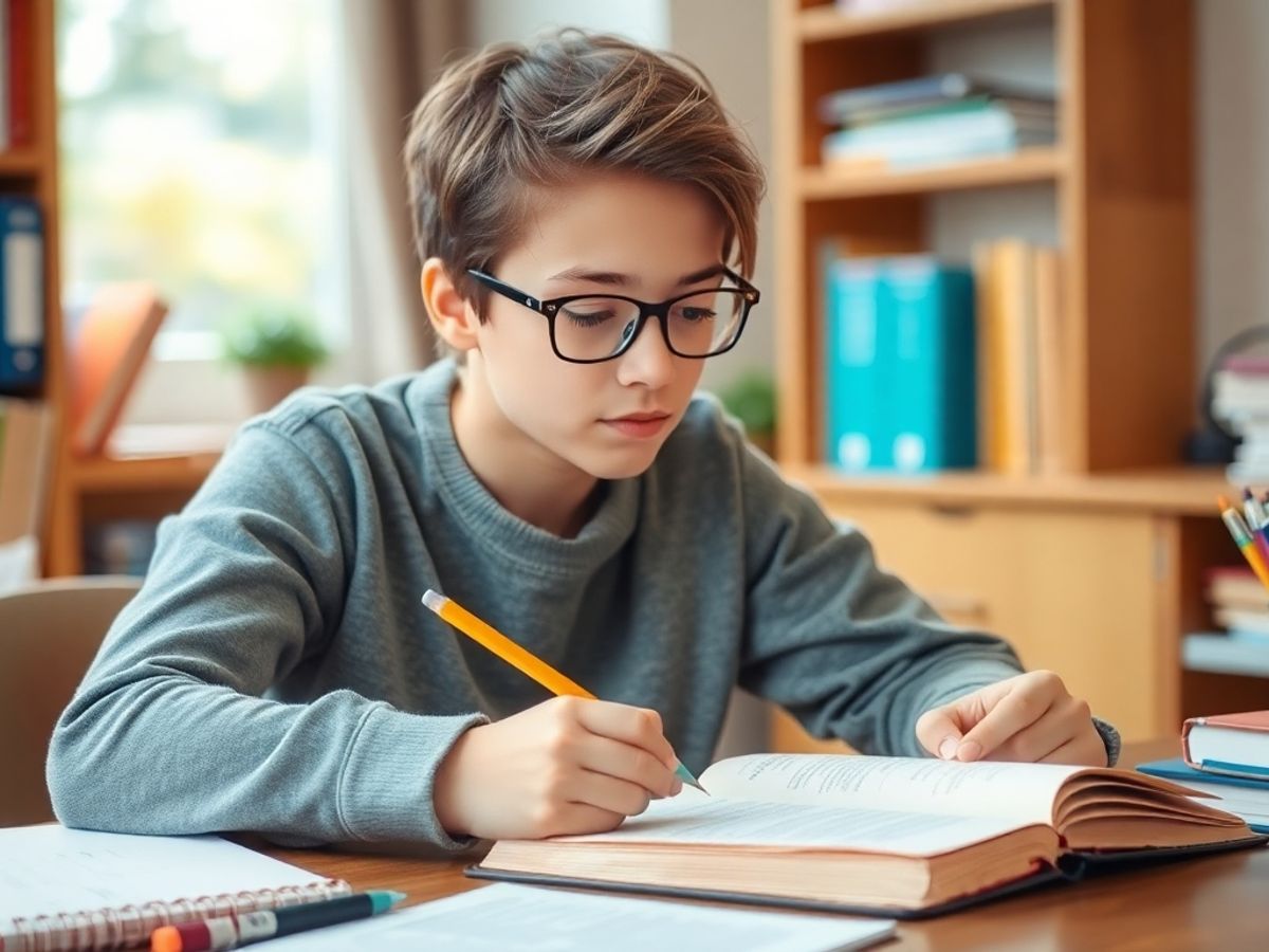 Student studying writing skills for SAT preparation.
